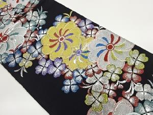 花々に葉模様織出し袋帯